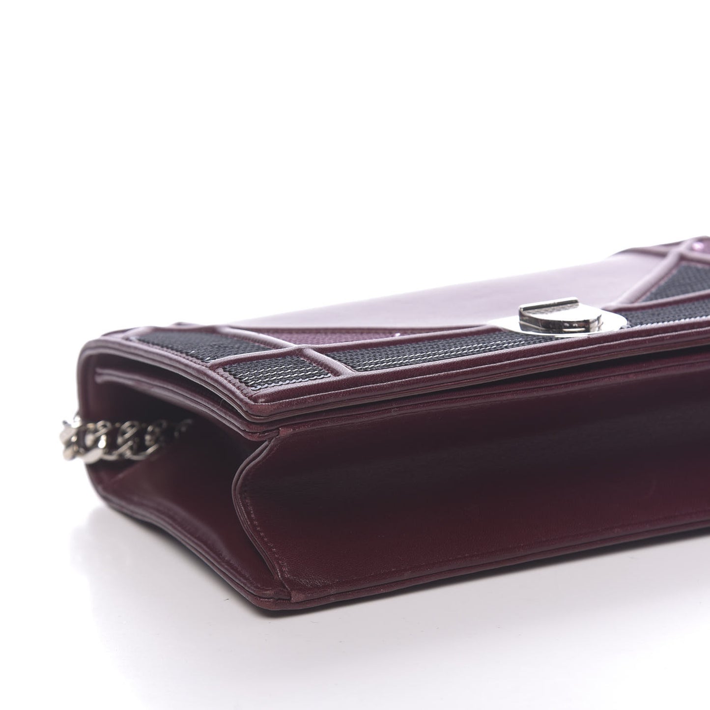 Lambskin Sequin Medium Diorama Flap Bag Plum