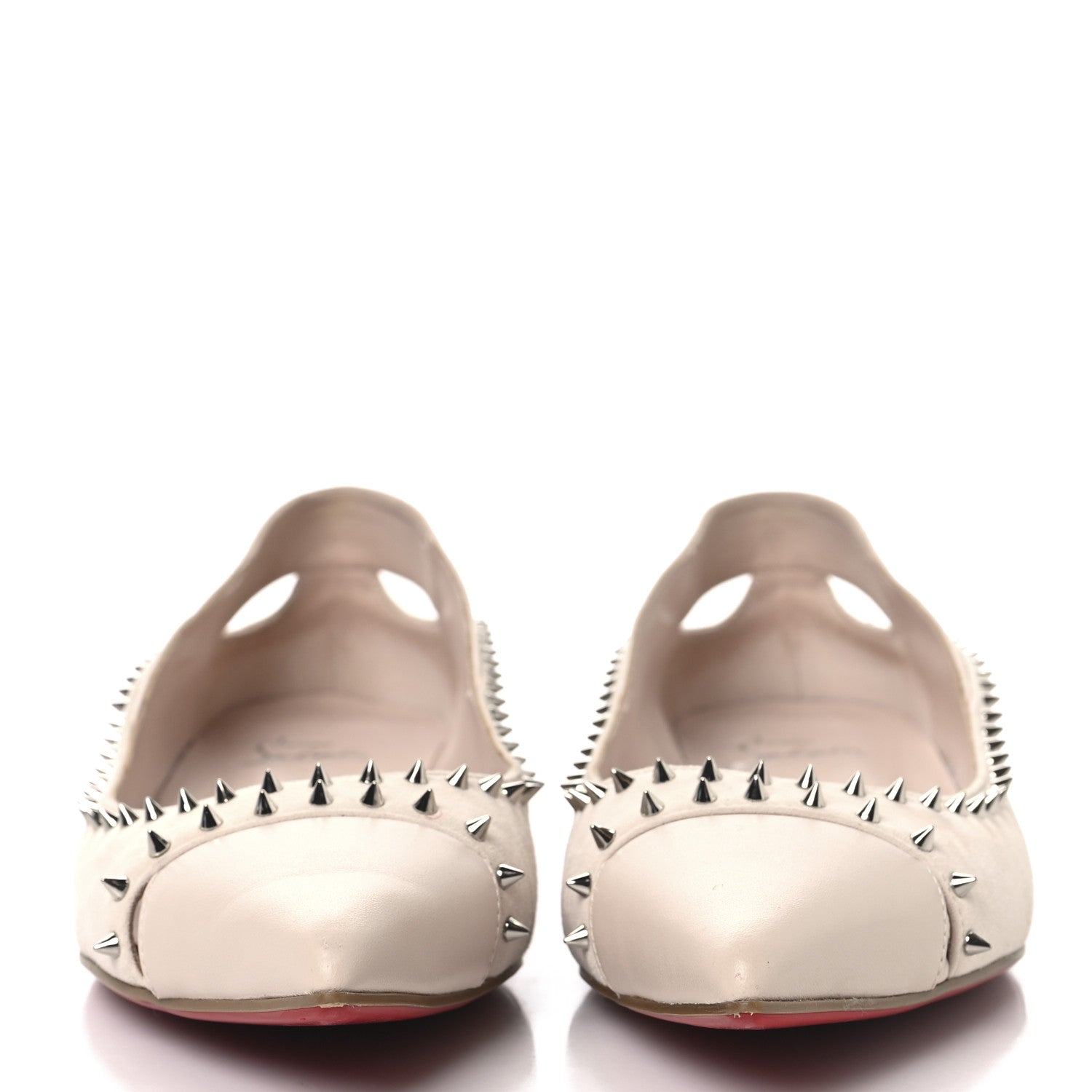 Christian Louboutin Nappa Suede Spikes Duvettina Ballerina Flats 40 Leche 3 of 8