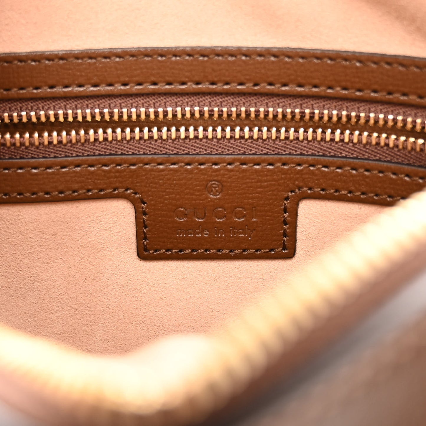 GG Supreme Monogram Small Horsebit 1955 Shoulder Bag Beige Brown Sugar