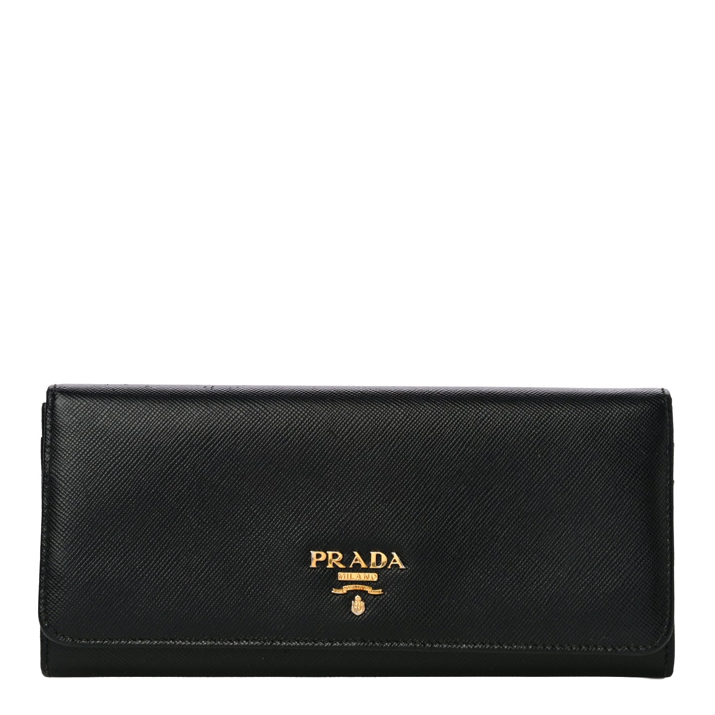 Saffiano Metal Continental Flap Wallet Black