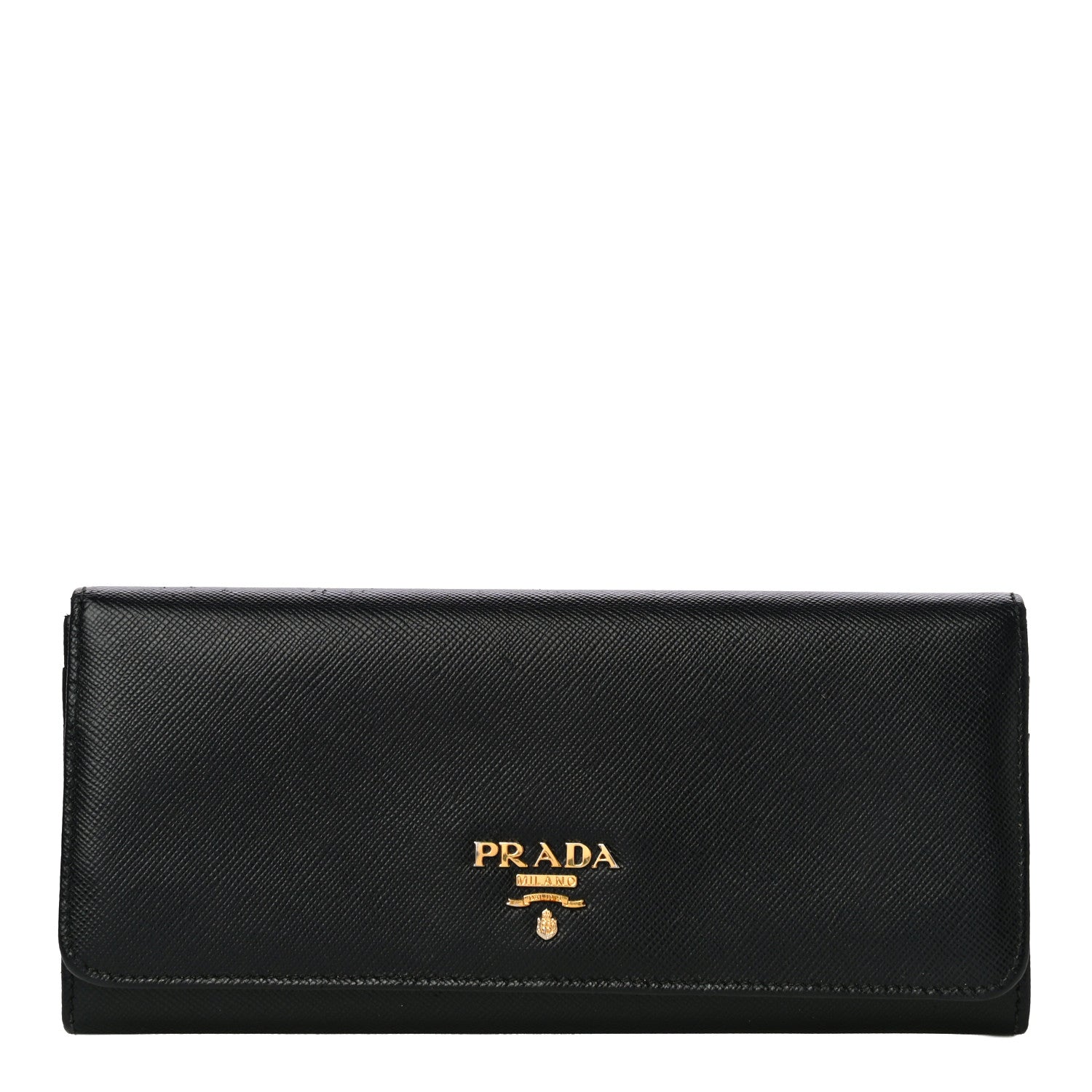 Prada Saffiano Metal Continental Flap Wallet Black 1 of 11