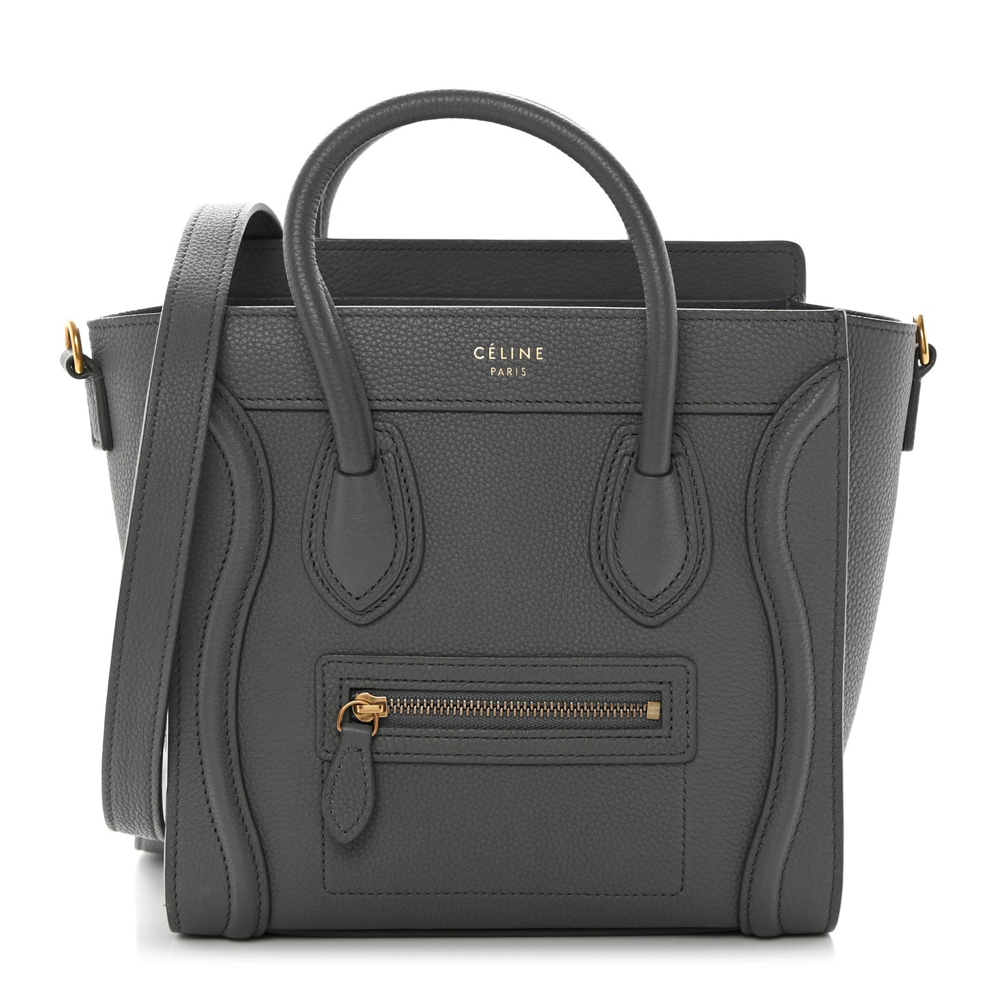Baby Drummed Calfskin Nano Luggage Kohl