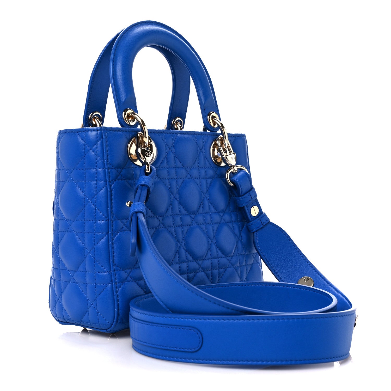 Christian Dior Lambskin Cannage Small Lucky Badges My Lady Dior Blue 3 of 11