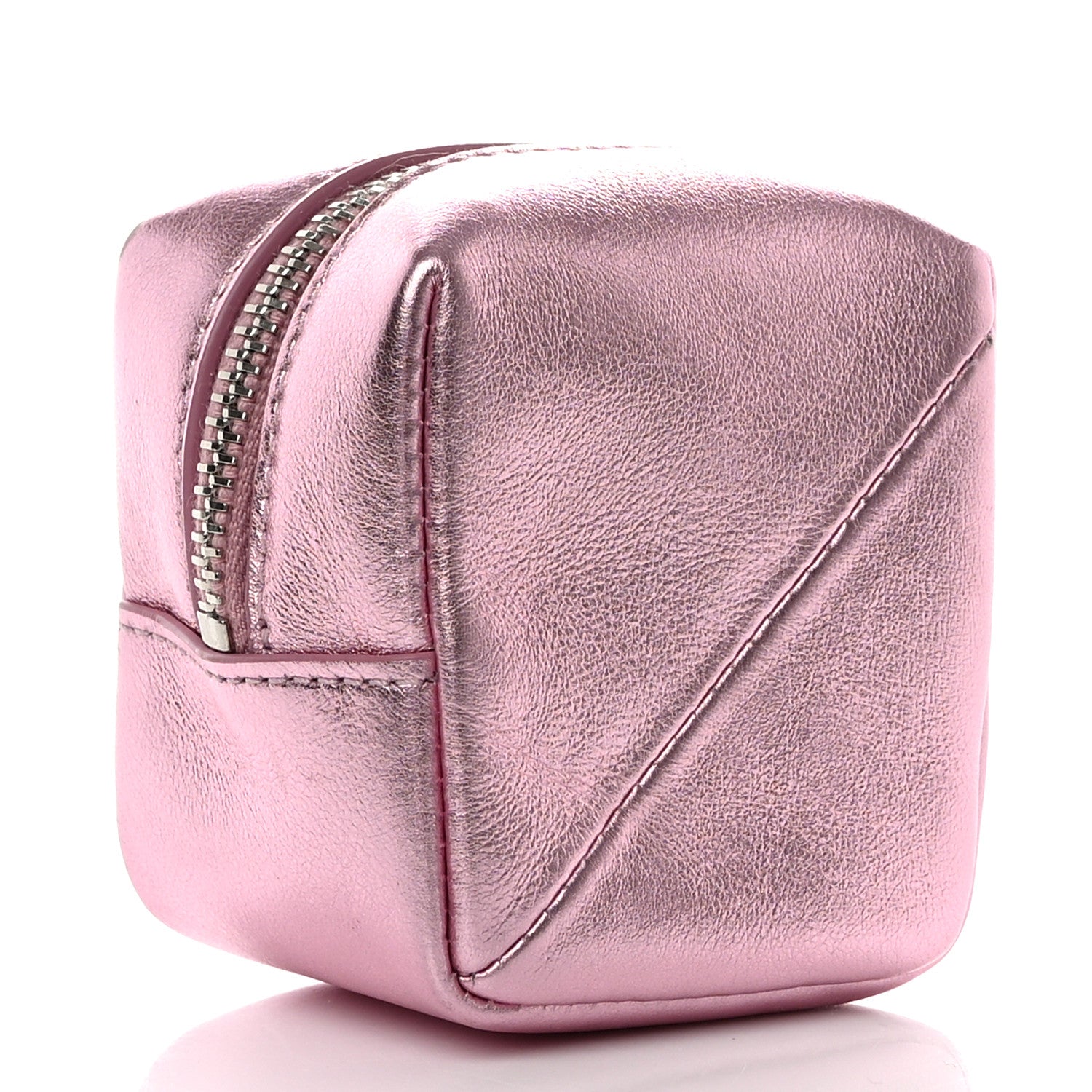 Saint Laurent Crinkled Lame Calfskin Jaime Cube Charm Keychain Violet 3 of 7