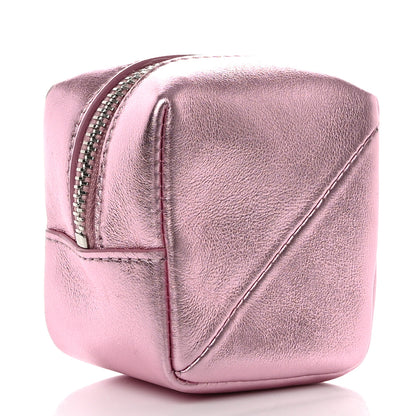 Saint Laurent Crinkled Lame Calfskin Jaime Cube Charm Keychain Violet 3 of 7