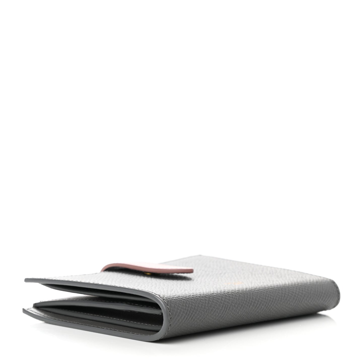 Grained Calfskin Medium Multifunction Strap Wallet Grey Vintage Pink