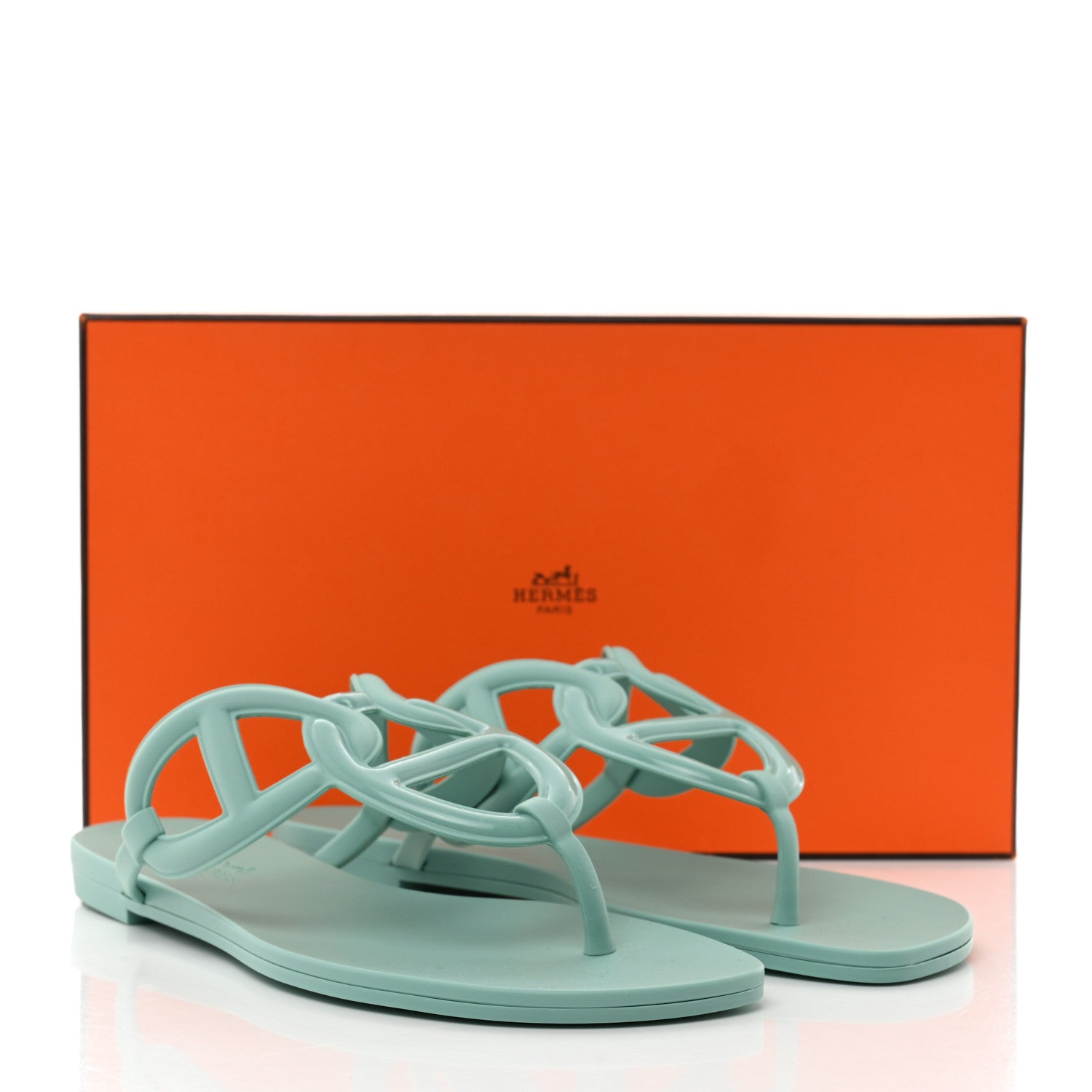 Hermes Rubber Womens Egerie Sandals 37 Vert Embrun 9 of 9
