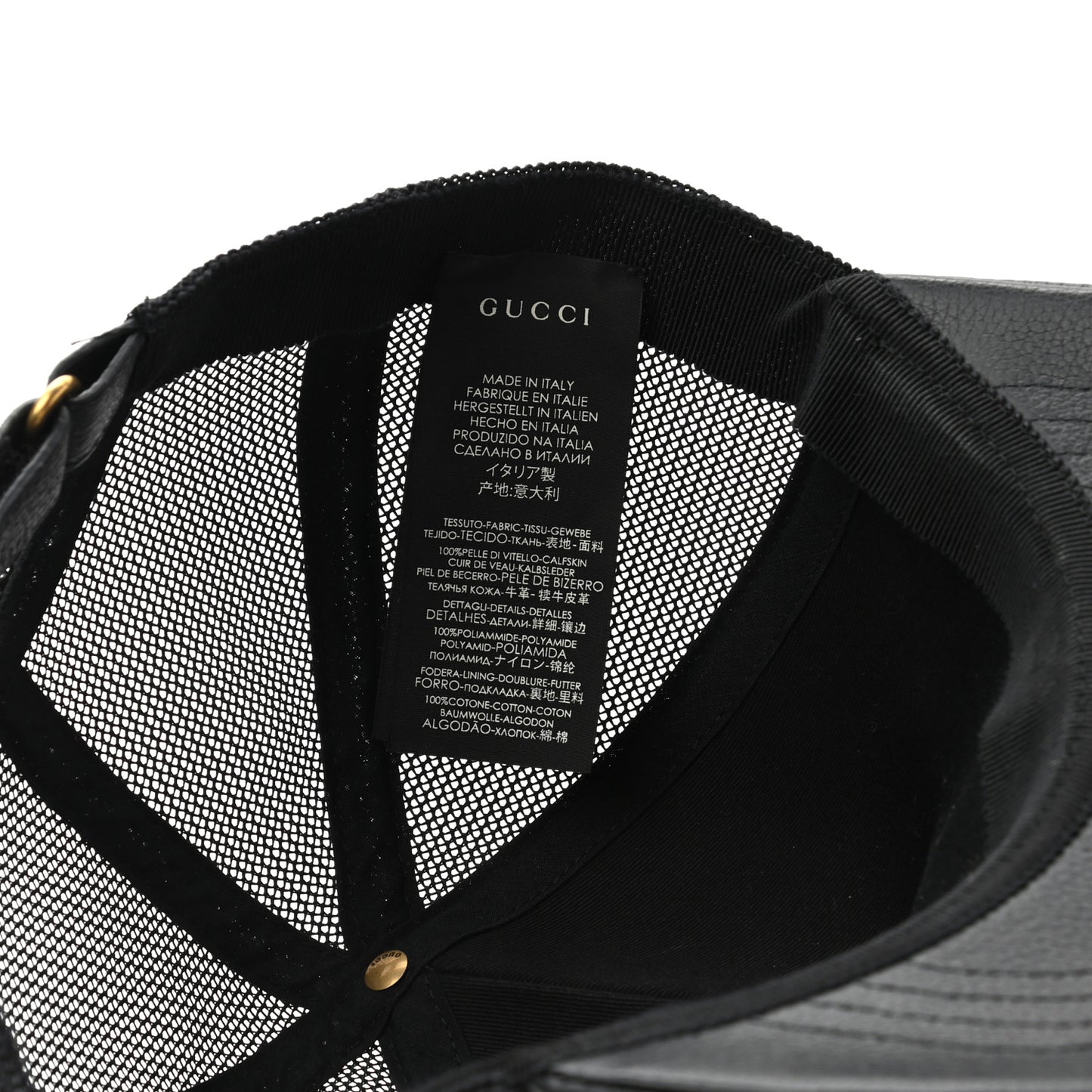 Grained Calfskin Logo Baseball Hat L Black