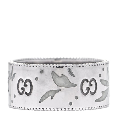 Gucci 18K White Gold Enamel Icon Blooms Wide Ring 54 7 1 of 5
