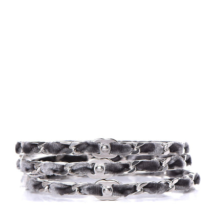 Chanel Velvet Chain CC Bangles Set of 3 Silver M 1 of 5