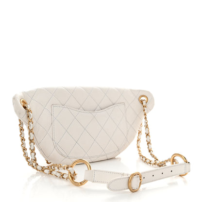 Chanel Lambskin Quilted All About Chains Waist Belt Bag White 3 of 11