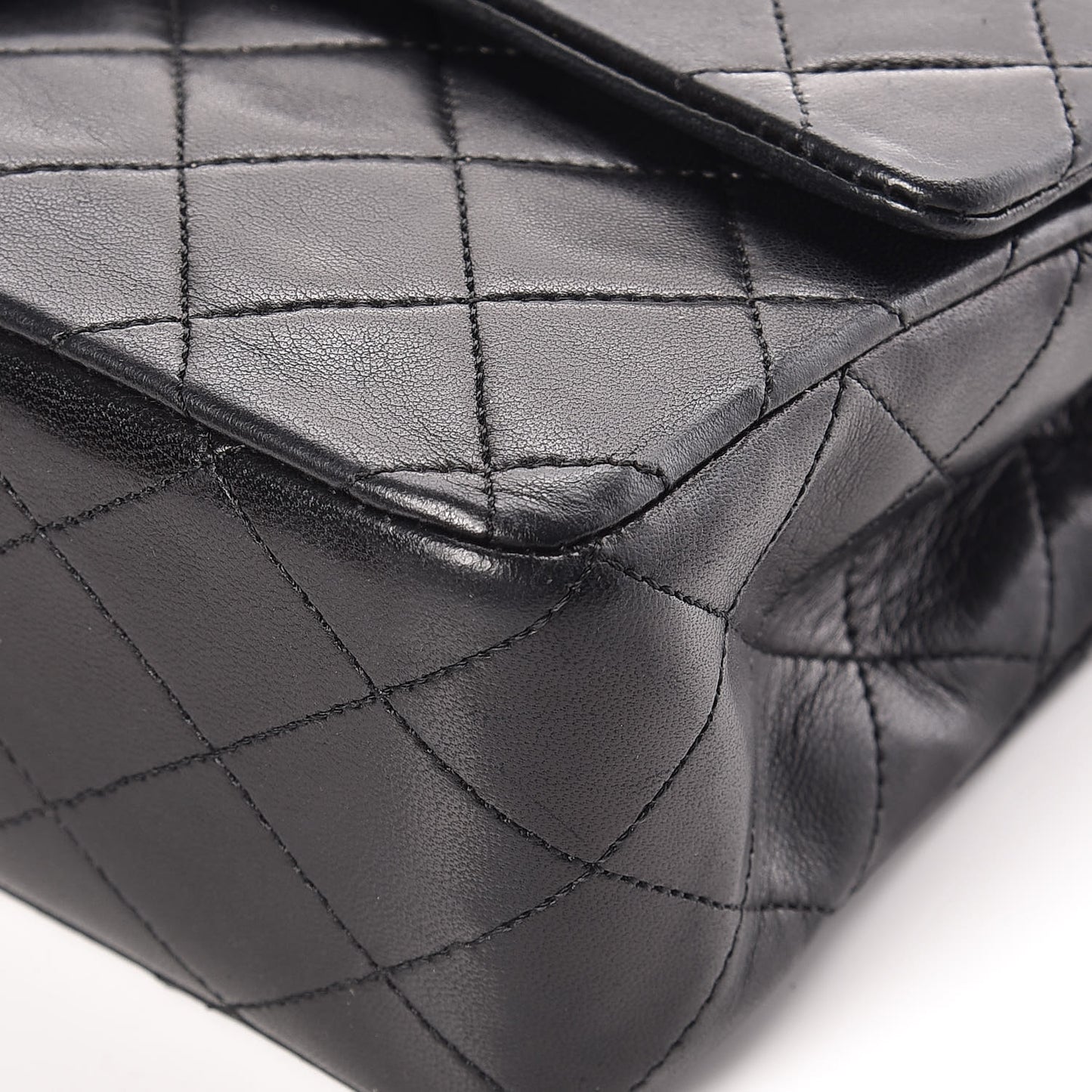 Lambskin Quilted Medium Double Flap Bag Black