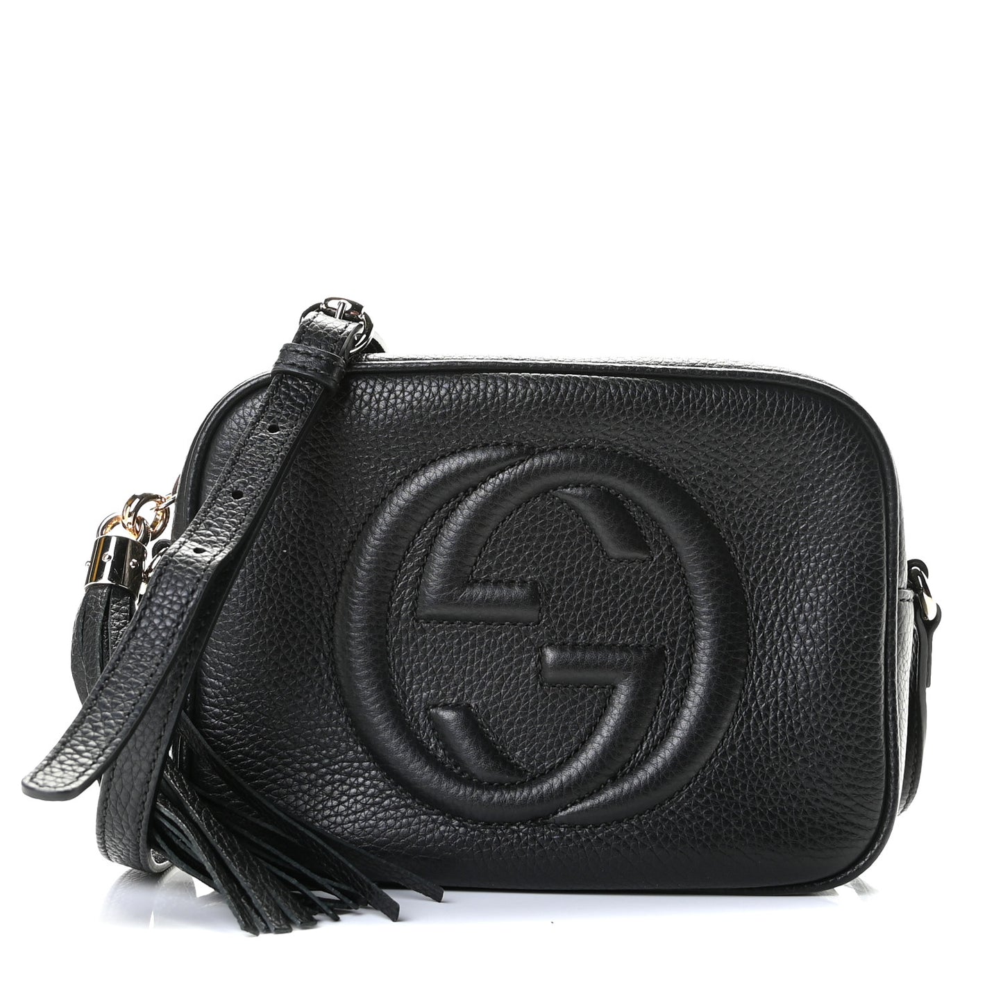 Pebbled Calfskin Small Soho Disco Bag Black