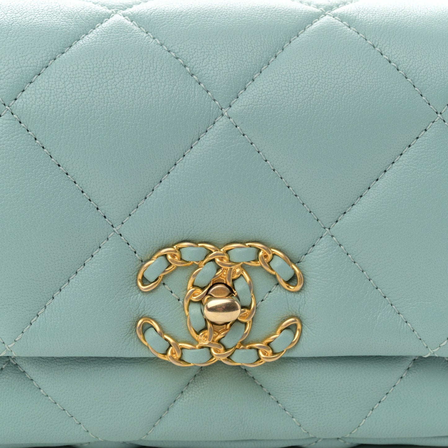 Lambskin Quilted Chanel 19 Waist Bag Light Blue