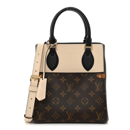 Louis Vuitton Calfskin Monogram Fold Tote PM Cream Khaki Black 1 of 9