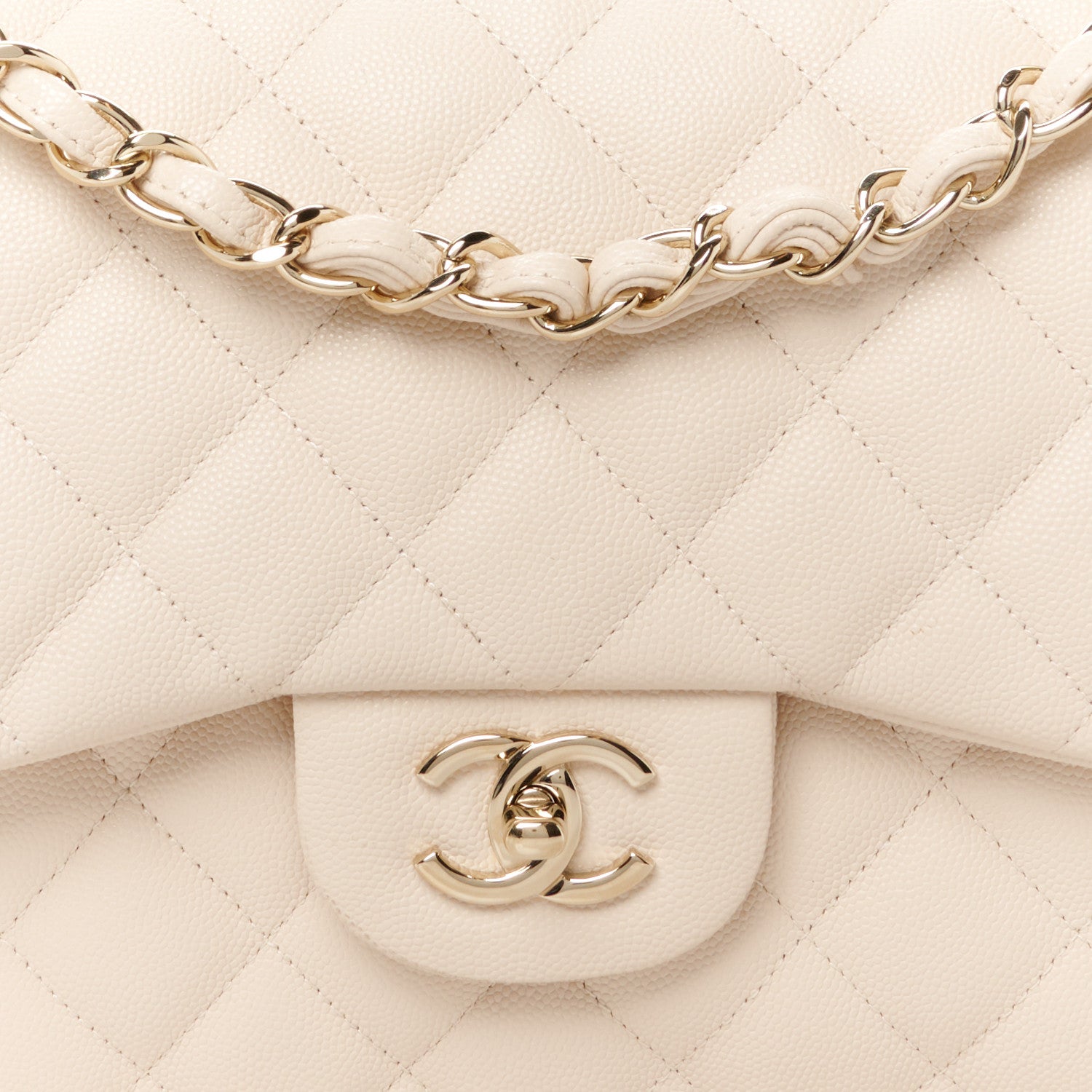 Chanel Caviar Quilted Jumbo Double Flap Light Beige 9 of 11