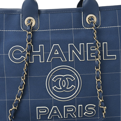 Chanel Cotton Medium Deauville Tote Blue White 9 of 12