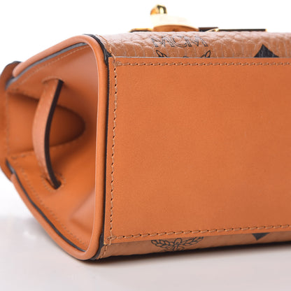 MCM Visetos X-Mini Heritage Top Handle Satchel Cognac 10 of 11