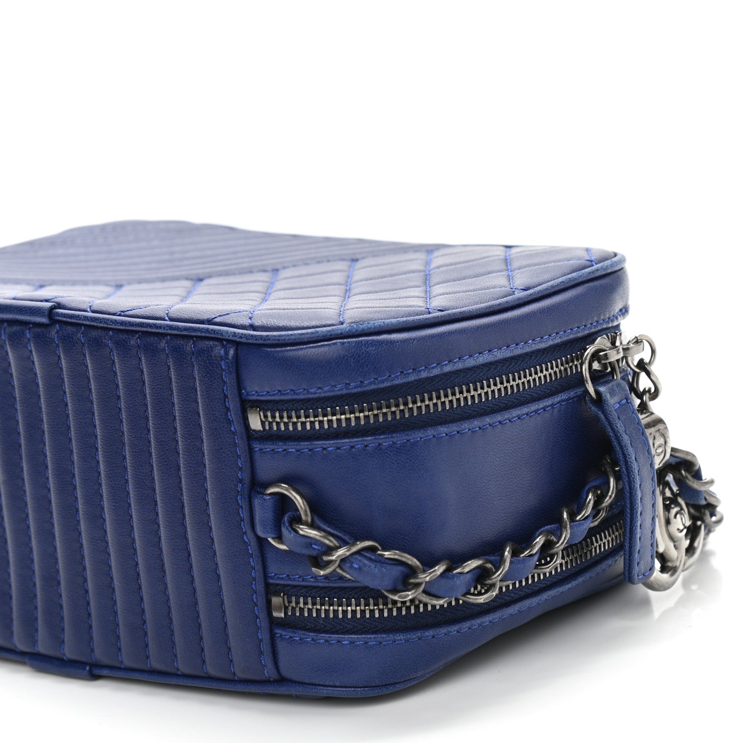 Chanel Lambskin Small Coco Boy Camera Case Blue 10 of 11