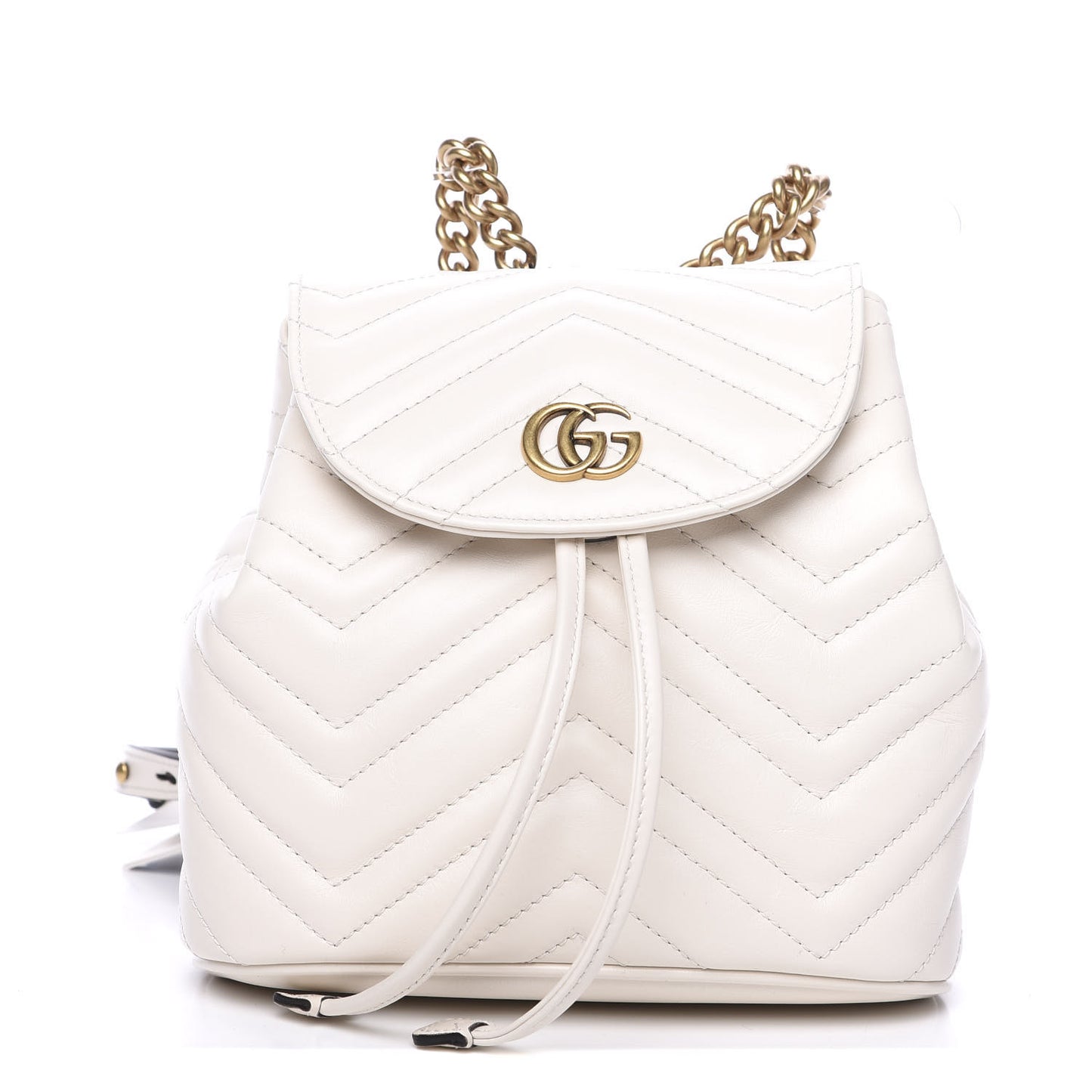 Calfskin Matelasse GG Marmont Flap Backpack White