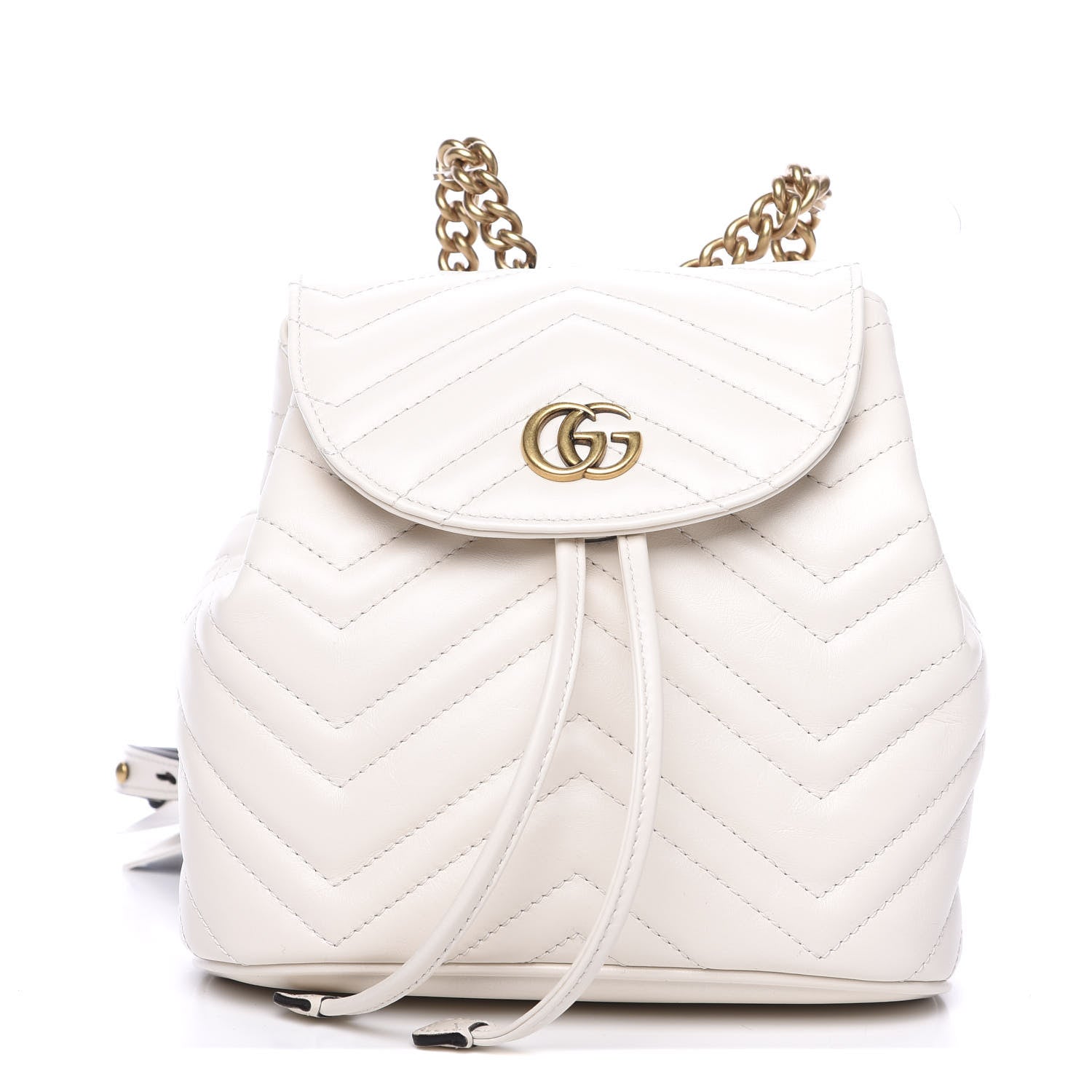 Gucci Calfskin Matelasse GG Marmont Flap Backpack White 1 of 8