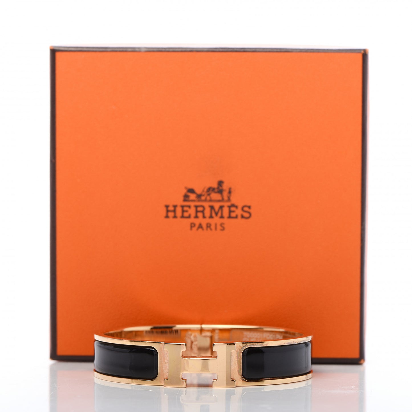 Enamel Narrow Clic Clac H Bracelet PM Black