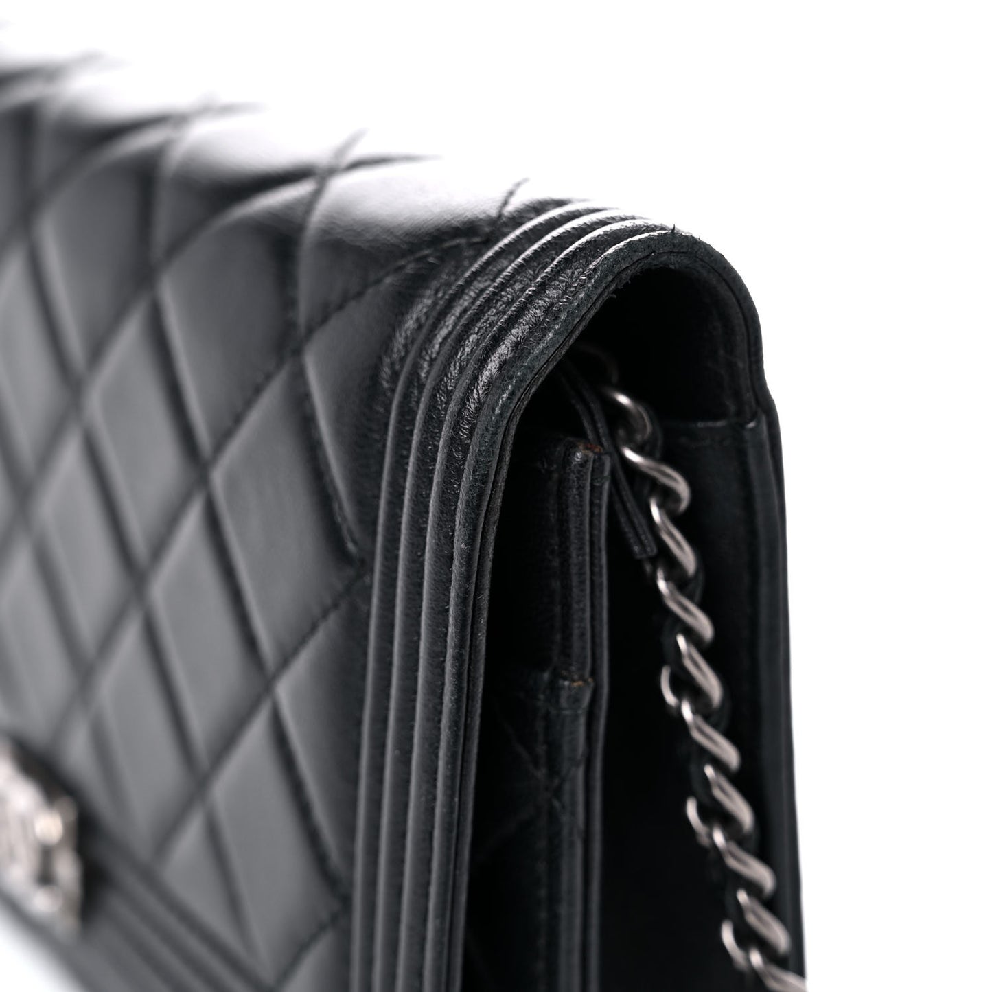 Lambskin Quilted Boy Wallet On Chain WOC Black