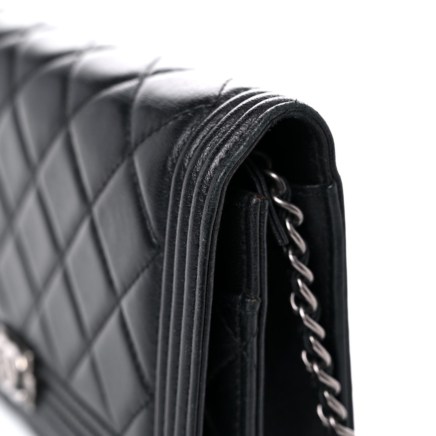 Chanel Lambskin Quilted Boy Wallet On Chain WOC Black 21 of 25