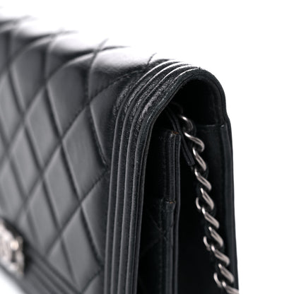 Chanel Lambskin Quilted Boy Wallet On Chain WOC Black 21 of 25