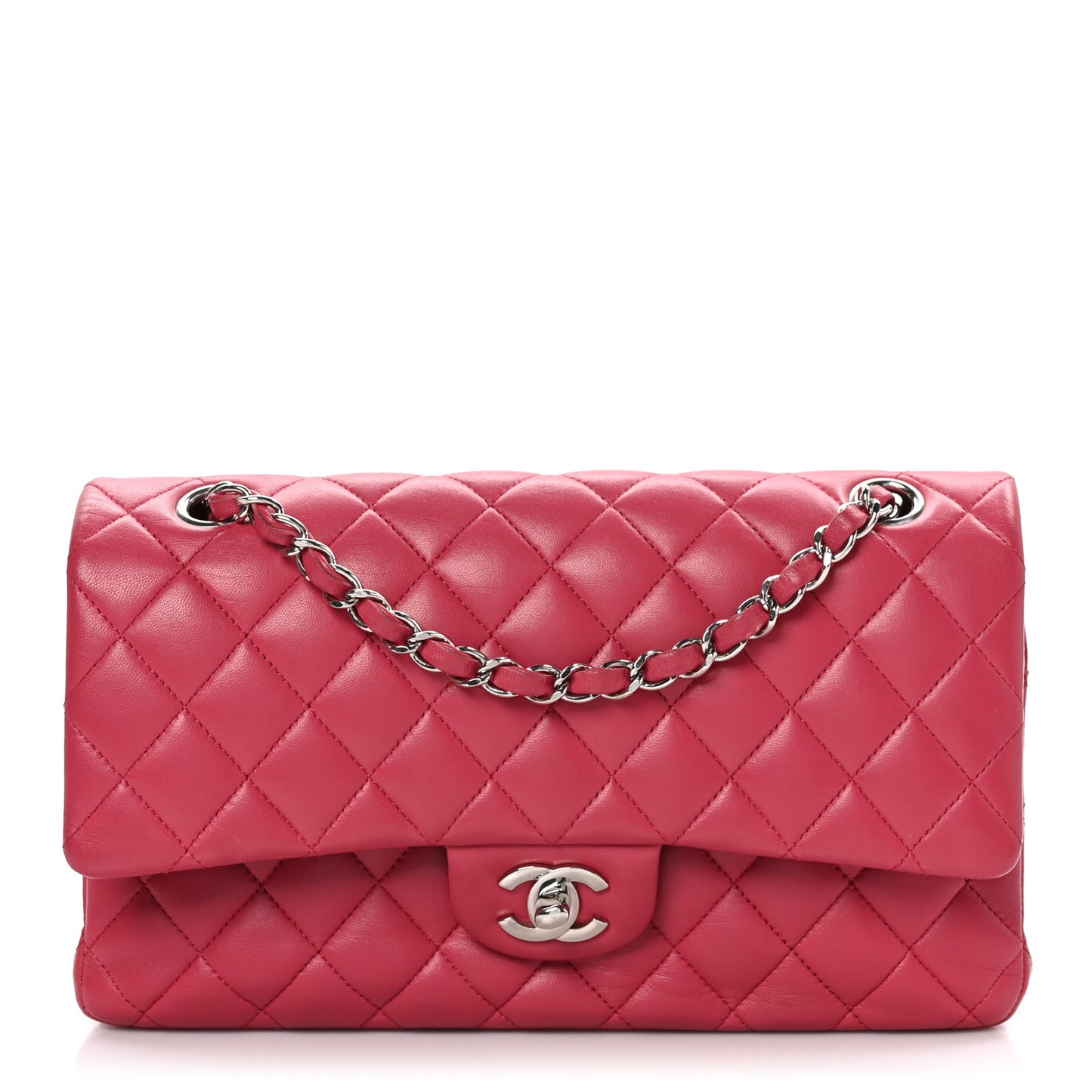 Lambskin Quilted Medium Double Flap Pink