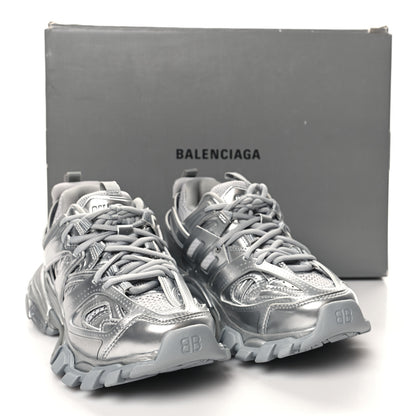 Balenciaga Metallic Calfskin Mesh Nylon Womens Track Sneakers 36 Silver 8 of 8