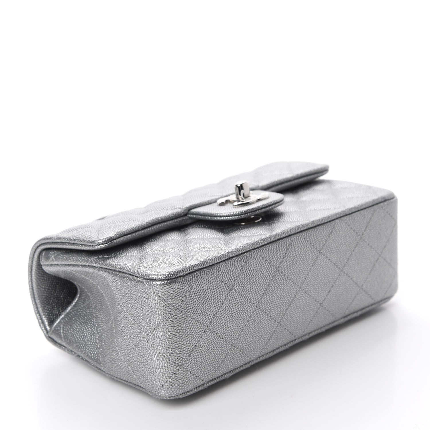 Chanel Metallic Caviar Quilted Mini Top Handle Rectangular Flap Silver 4 of 10