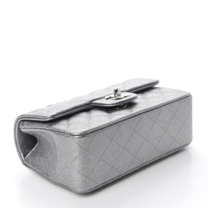 Chanel Metallic Caviar Quilted Mini Top Handle Rectangular Flap Silver 4 of 10