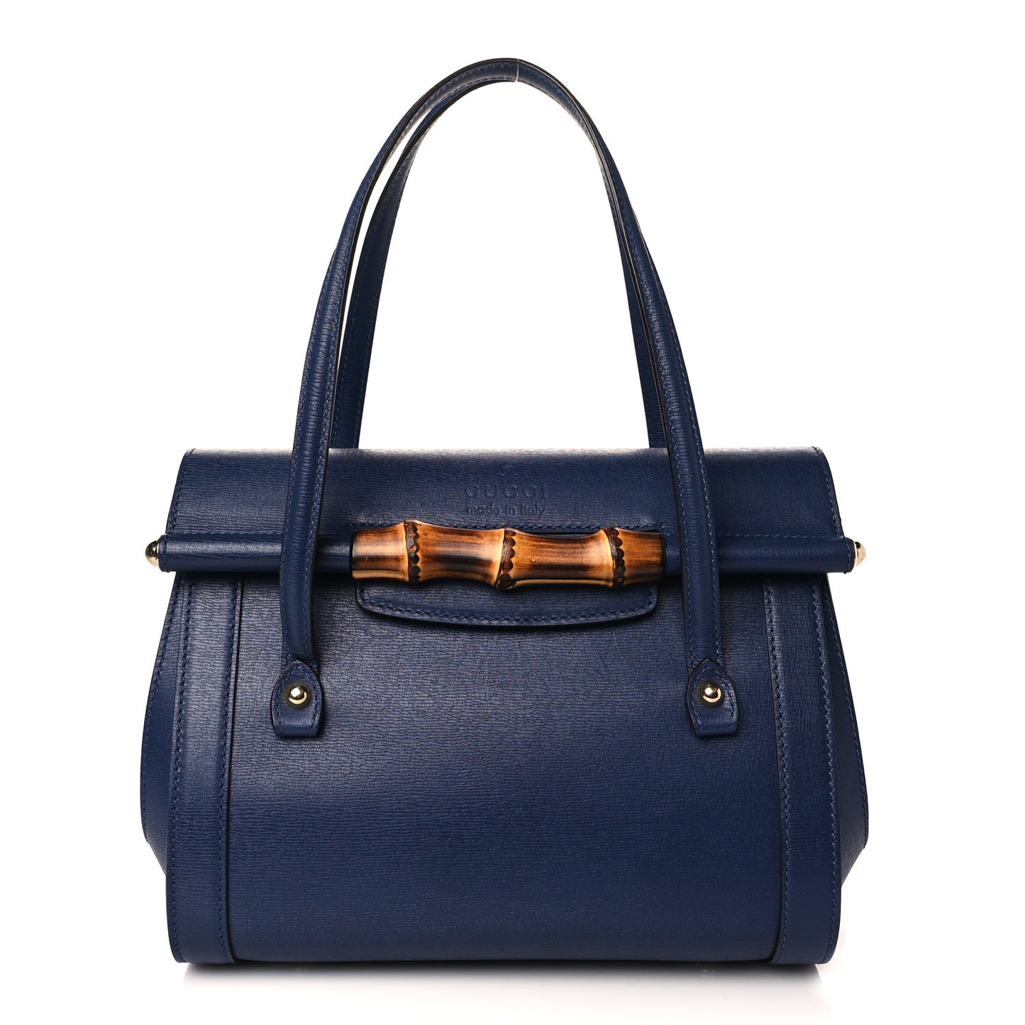 Calfskin Bamboo Bullet Top Handle Bag Uniform Blue