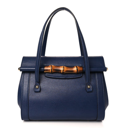 Gucci Calfskin Bamboo Bullet Top Handle Bag Uniform Blue 1 of 9