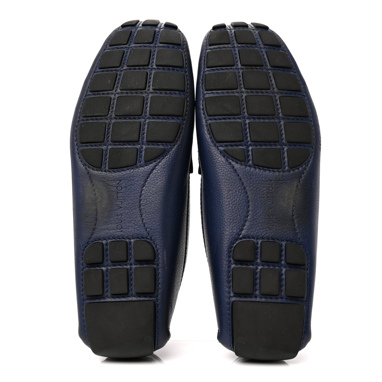Louis Vuitton Grained Calfskin Mens Monte Carlo Car Shoe Moccasin Loafers 9 Blue 6 of 10