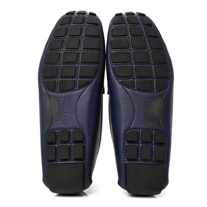 Louis Vuitton Grained Calfskin Mens Monte Carlo Car Shoe Moccasin Loafers 9 Blue 6 of 10