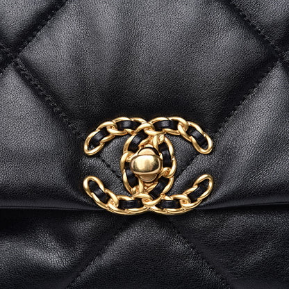 Chanel Goatskin Quilted Medium 19 Flap Black 10 of 12
