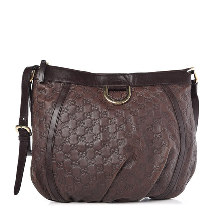 Gucci Guccissima Large D Ring Messenger Dark Brown 1 of 8