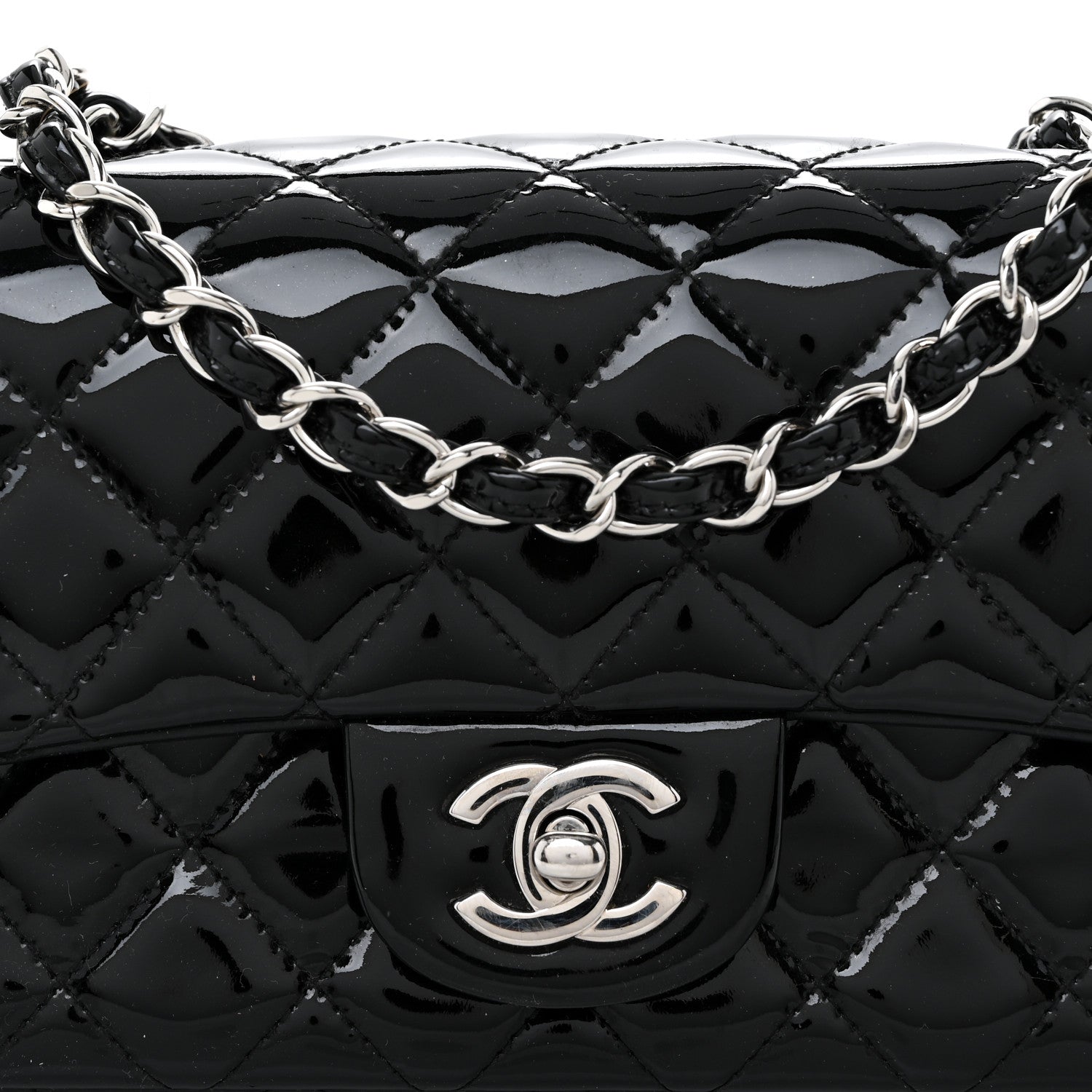 Chanel Patent Calfskin Quilted Mini Rectangular Flap Black 8 of 11
