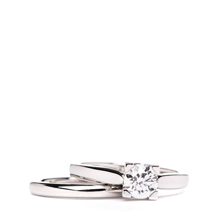 Harry Winston Platinum Diamond .51ct HW Logo Engagement Set Ring 47 4 1 of 8