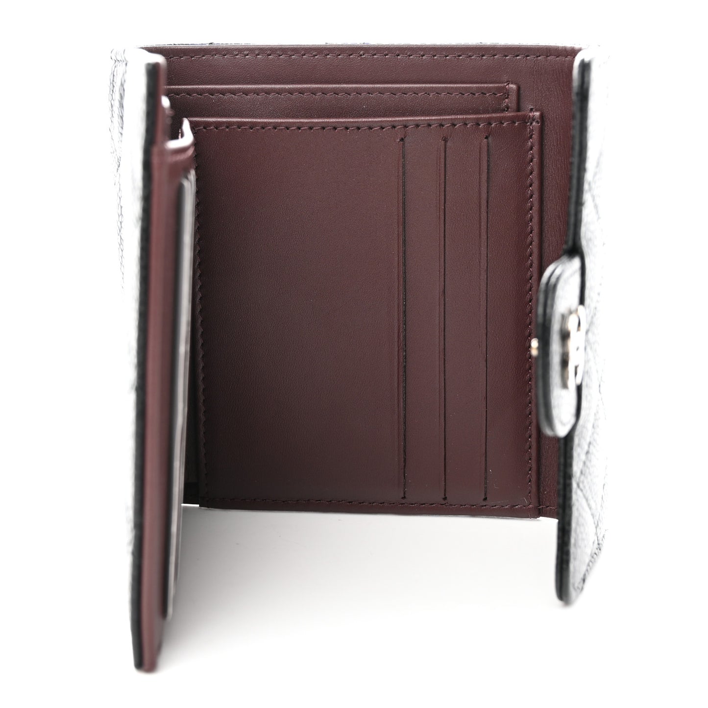 Caviar Quilted Compact Flap Wallet Black