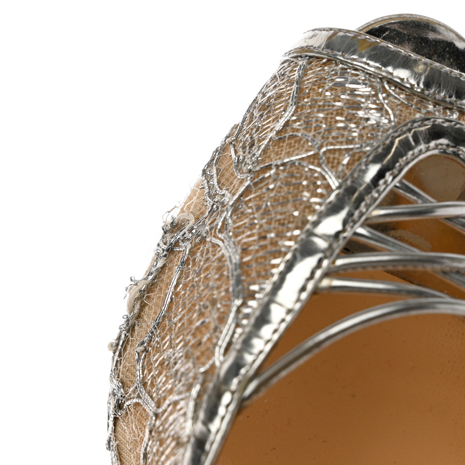 Christian Louboutin Metallic Dentelle Lurex Jose Altafine 150 Bootie 36.5 Silver 9 of 11