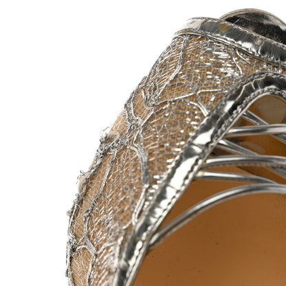 Christian Louboutin Metallic Dentelle Lurex Jose Altafine 150 Bootie 36.5 Silver 9 of 11