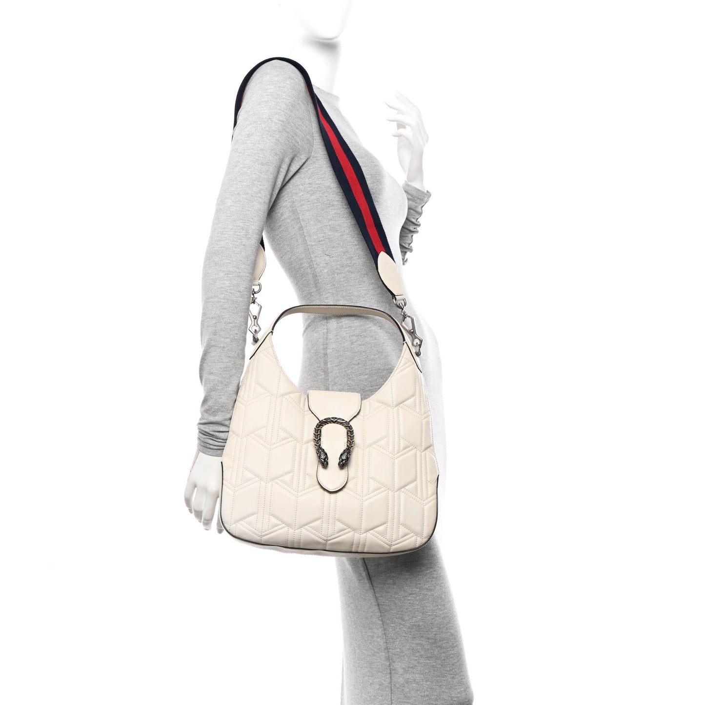 Calfskin Web Quilted Small Dionysus Hobo White
