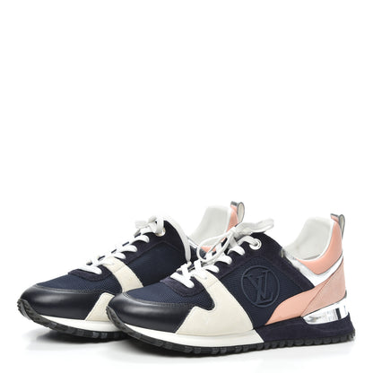 Louis Vuitton Suede Calfskin Run Away Sneakers 40 Blue Pink White 3 of 6