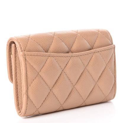 Chanel Caviar Quilted Flap Card Holder Wallet Beige 3 of 9