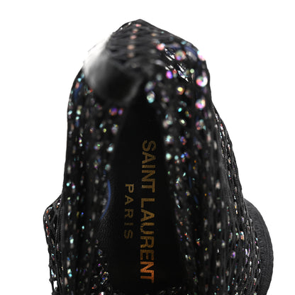 Saint Laurent Mesh Crystal 68 Knee High Boots 41 Black 6 of 9