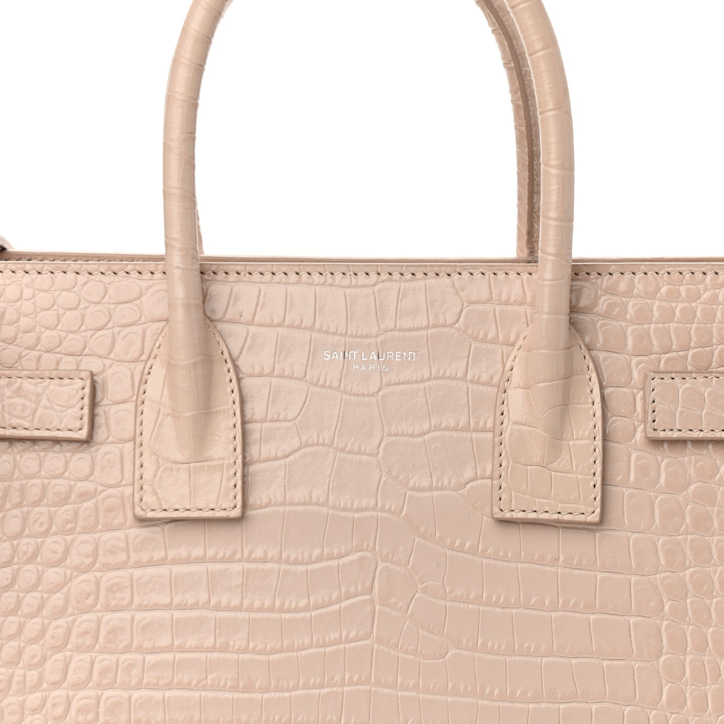 Calfskin Crocodile Embossed Baby Sac De Jour Rose Antic