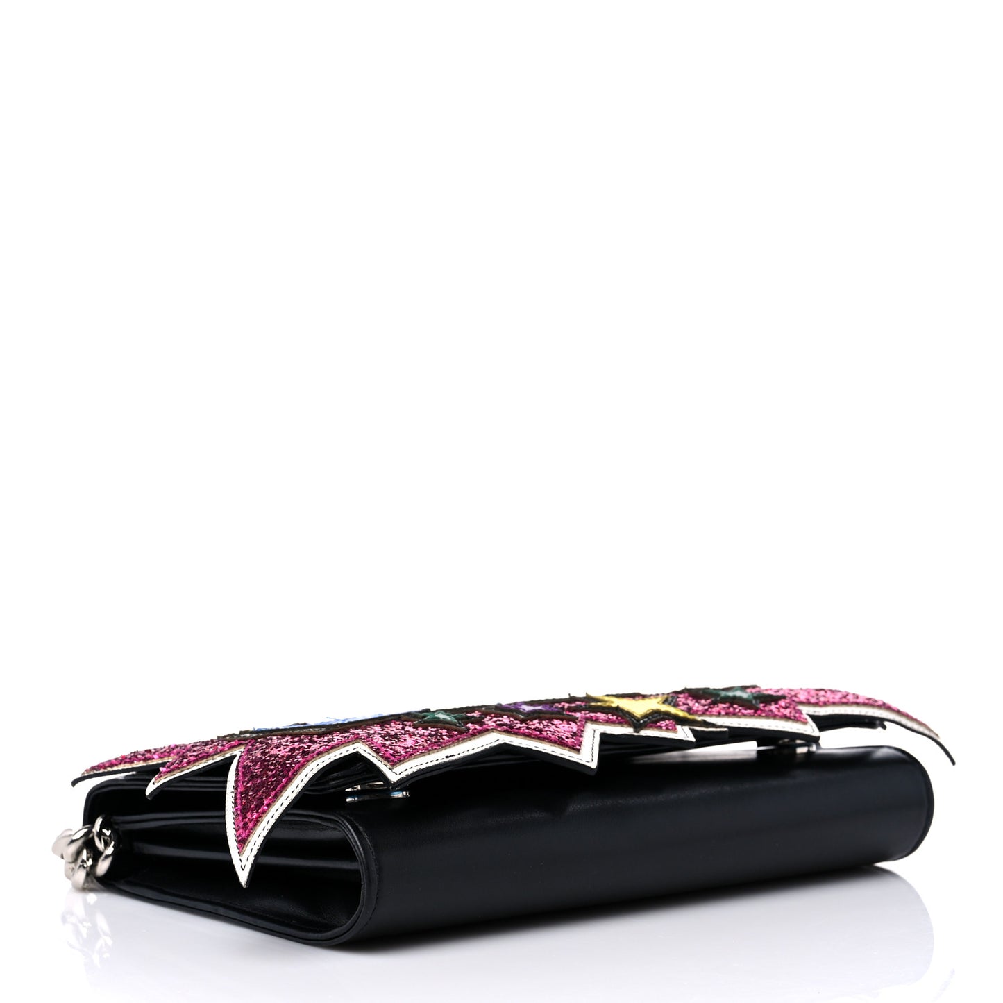 Laminato Dauphine Glitter Boom Clutch Black Multicolor